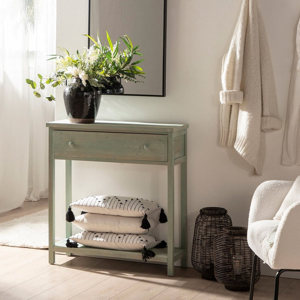 Miniatura: Mueble recibidor en madera reciclada color verde decapado