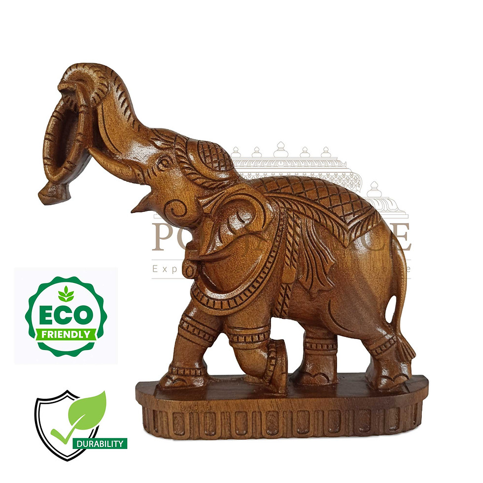 Hand-Carved Wooden Elephant Wall Hanging