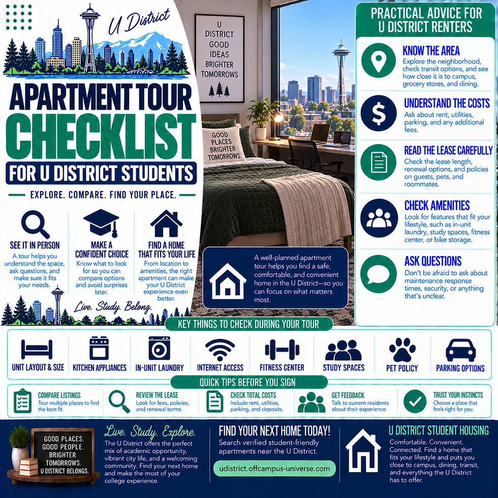 apartment tour checklist for u district students