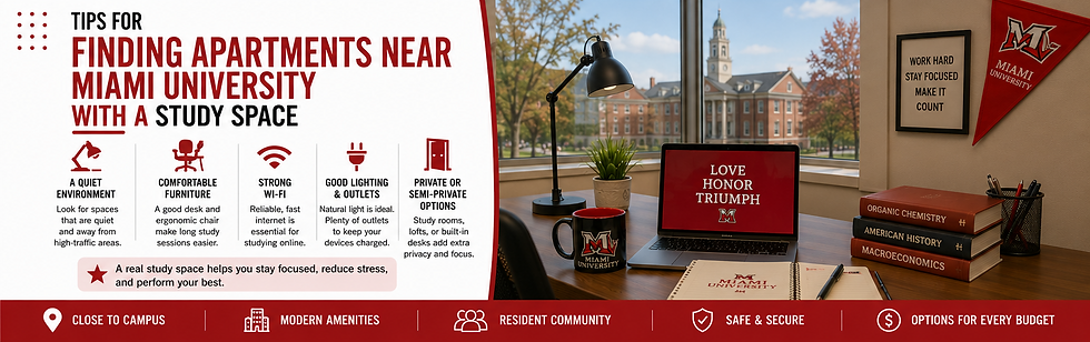 apartments near miami university with a study space