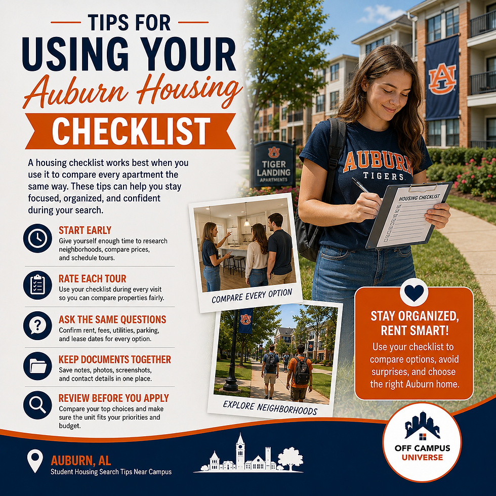 off-campus housing checklist auburn university