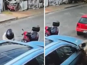 Motoladrón se roba los espejos de un auto en menos de un minuto en Cholula