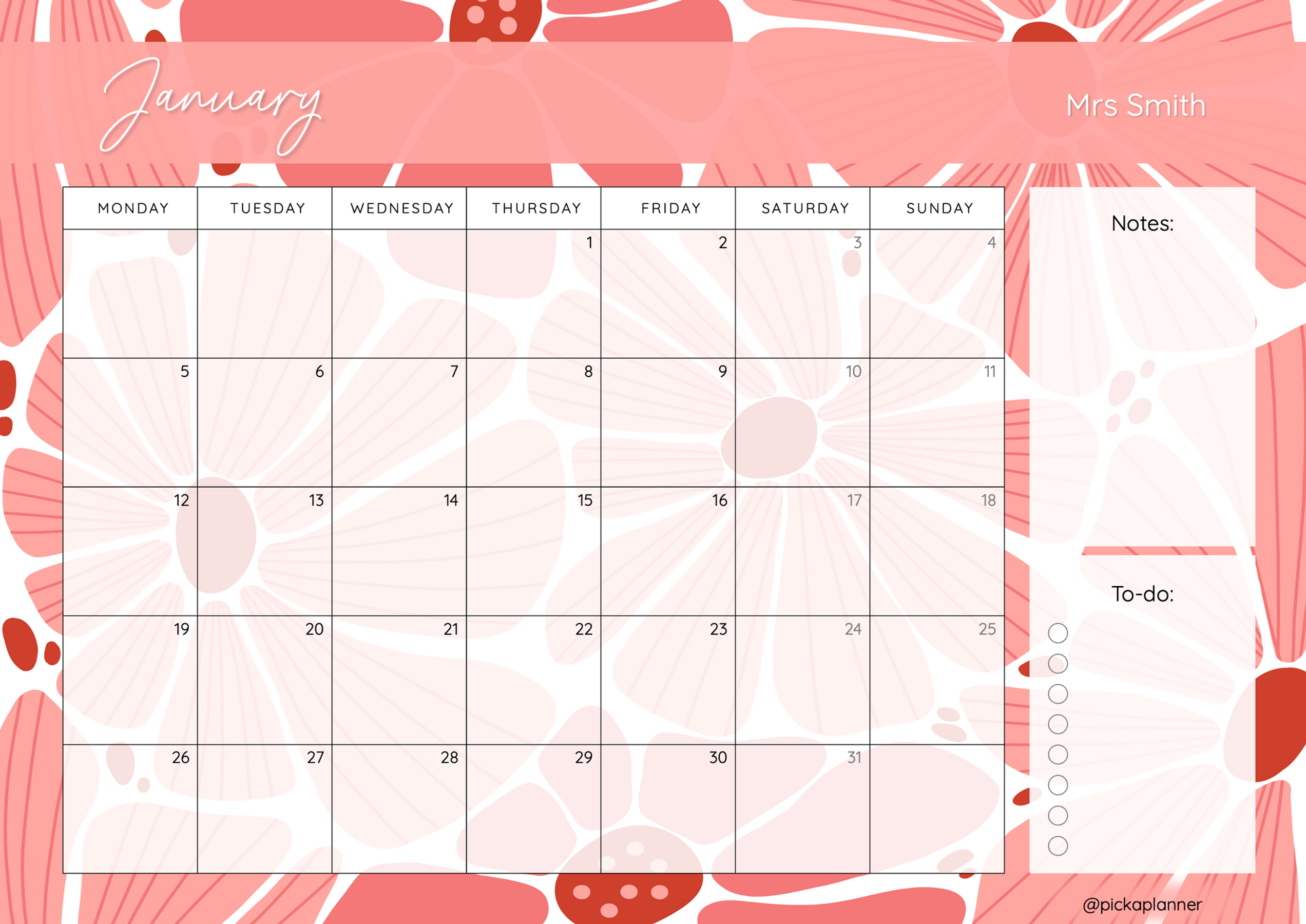 2026 Ruby Desk Calendar