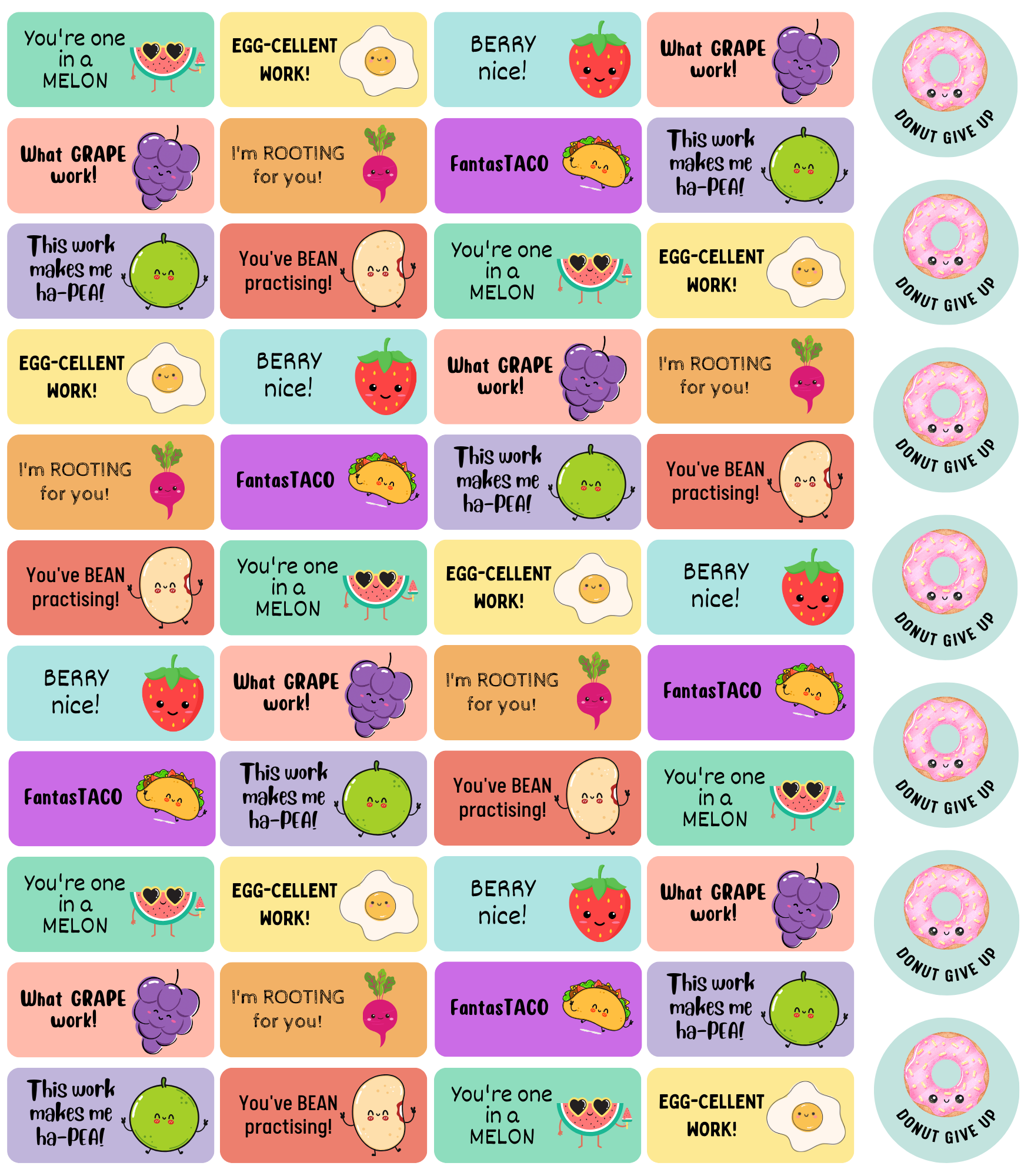 Punny Food Marking Stickers