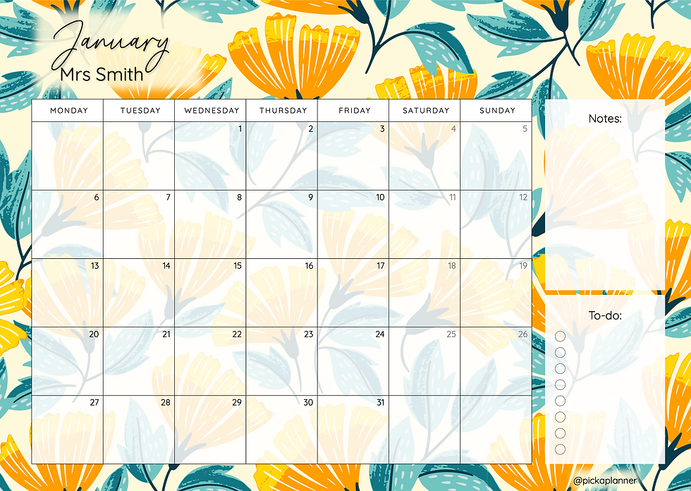 2025 Yellow Poppies Desk Calendar