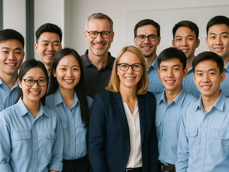 Vietnamesische Auszubildende und deutsche Ausbilder