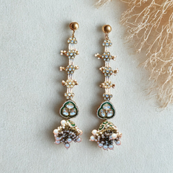Pair of ornate jadau style dangle earrings