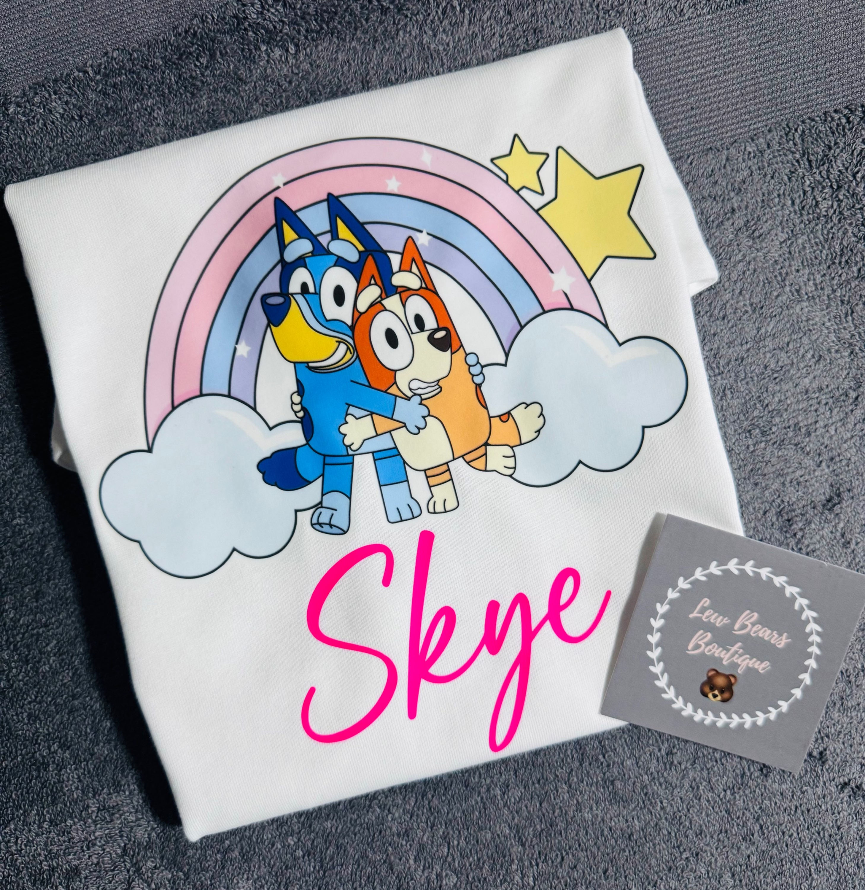 Personalised Bluey Rainbow and Stars Pyjamas