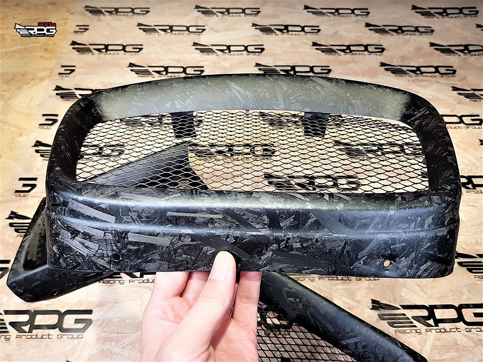 Thumbnail: Matte Vacuum Forged Weave Carbon 3 Pieces Clip-On Front Bumper Mesh Grill