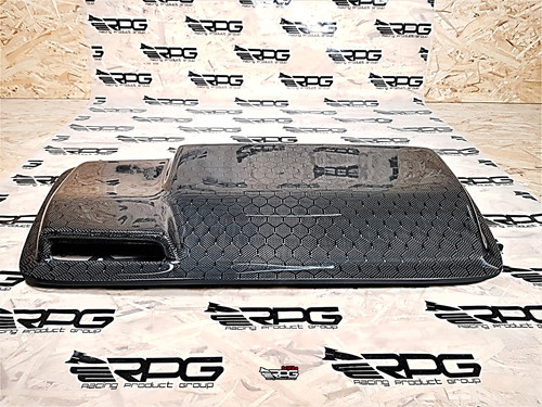 VMS RACING QTY 2 Pair (4 Pieces) Hood & Trunk Carbon Fiber Look Supercharged Emblems - Black Aluminum
