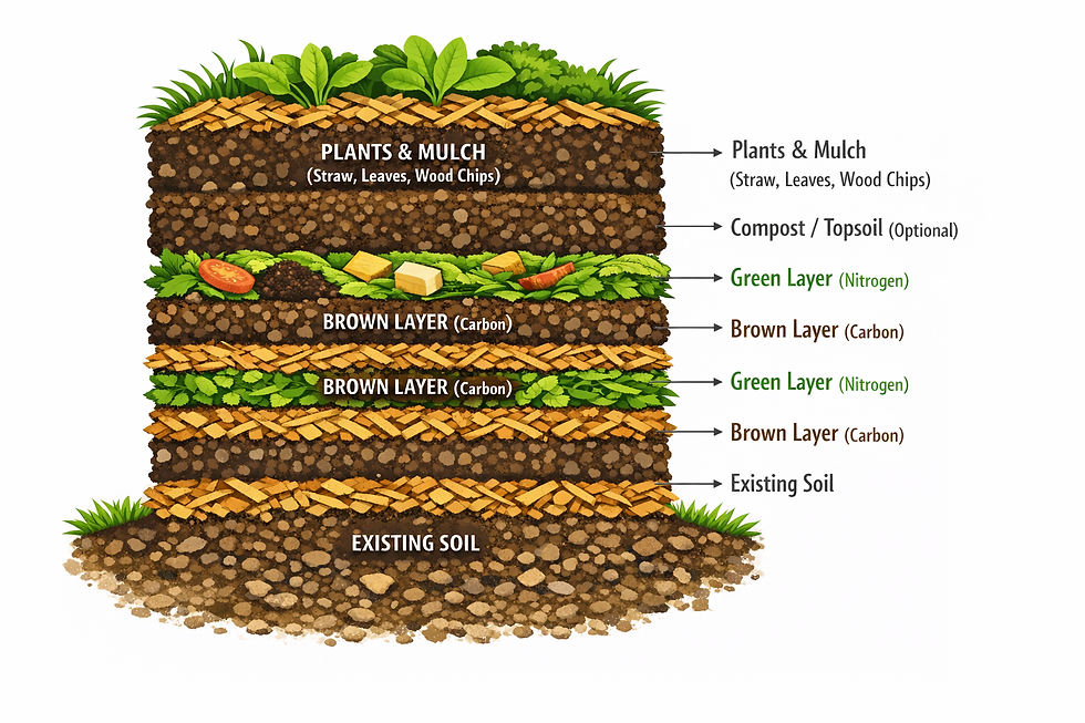 Layering with greens and browns