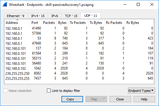 UDP Endpoints Window