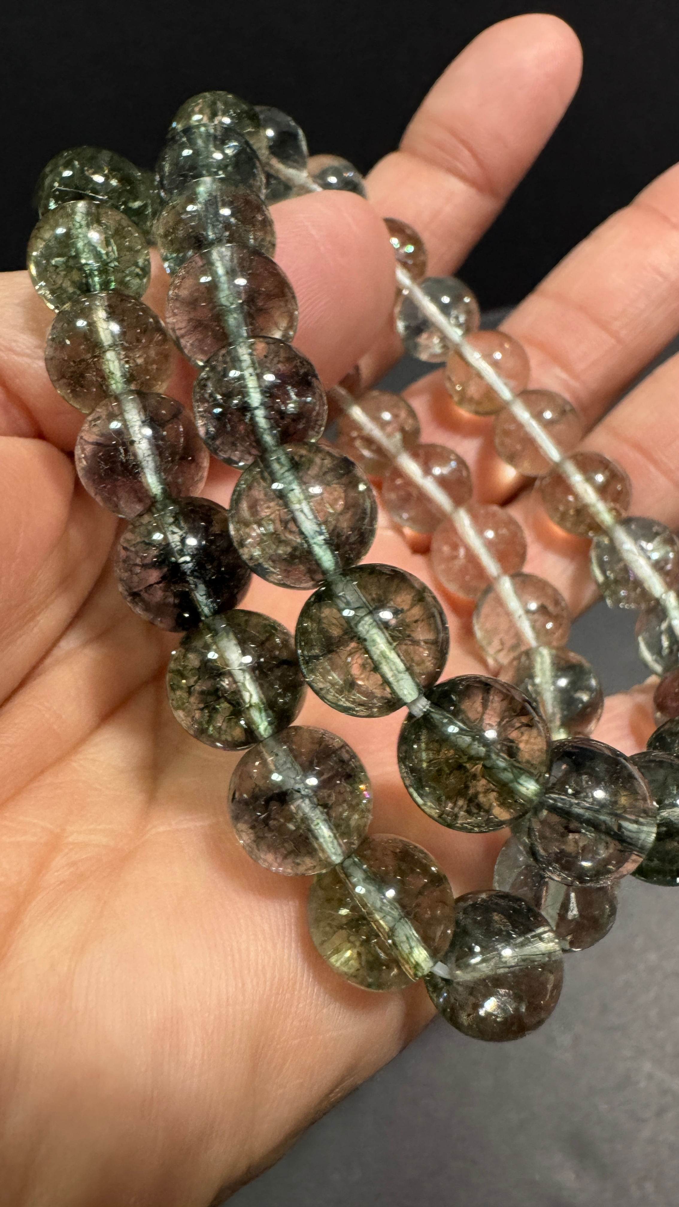 Green Rutiliated Quartz 10MM size sold per piece 