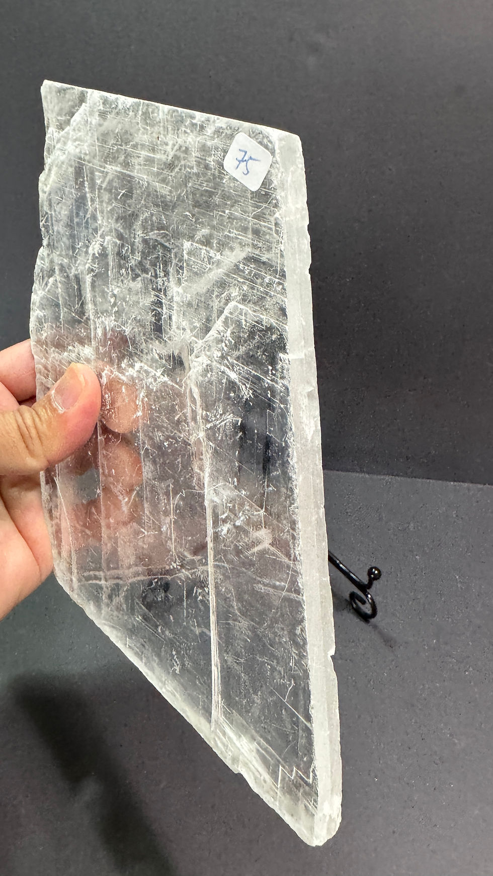 Thumbnail: Selenite Slab with metal holder 5” x  6.5” x .25 ( slab size) 