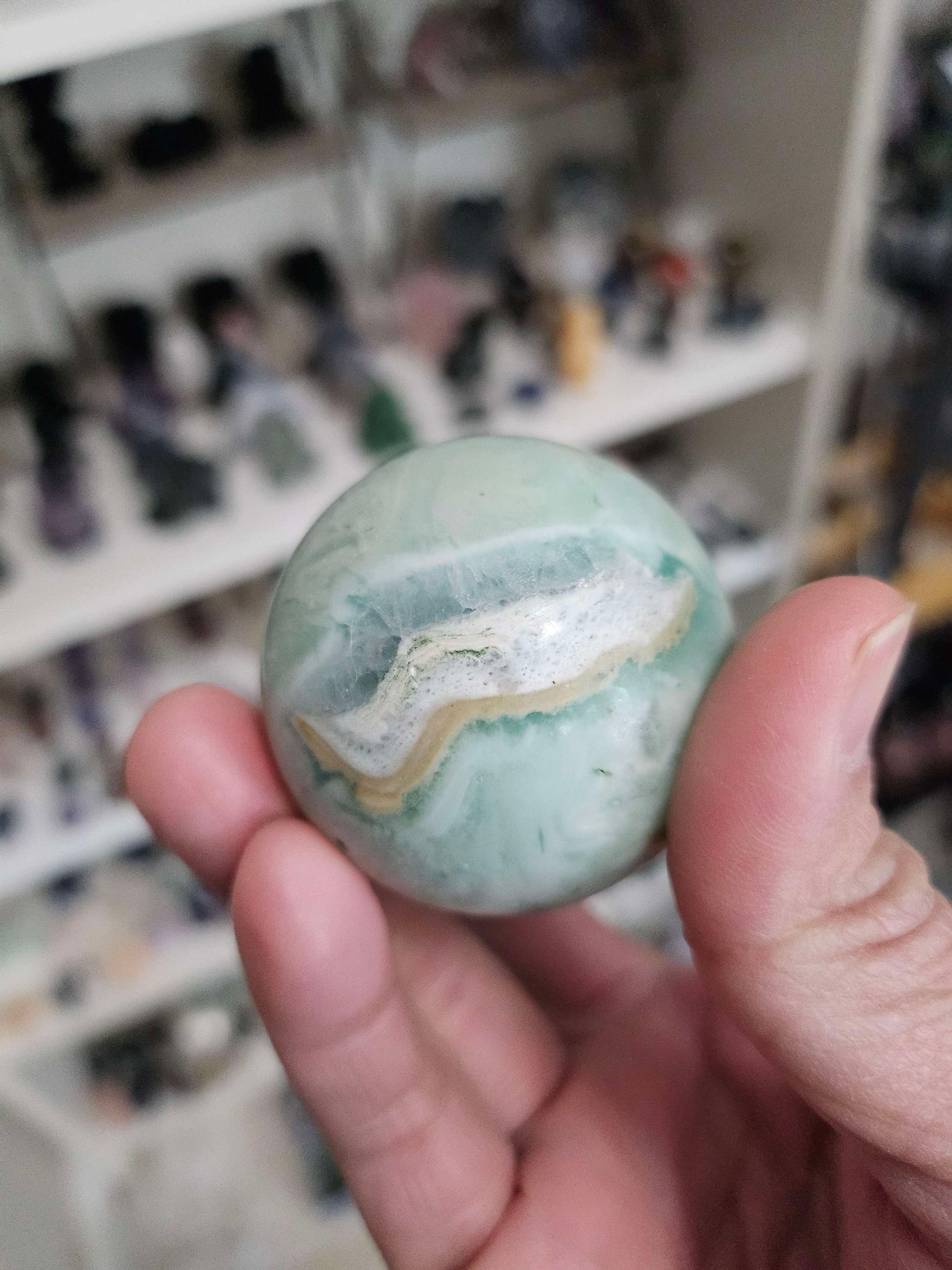 Variscite sphere with holder 
