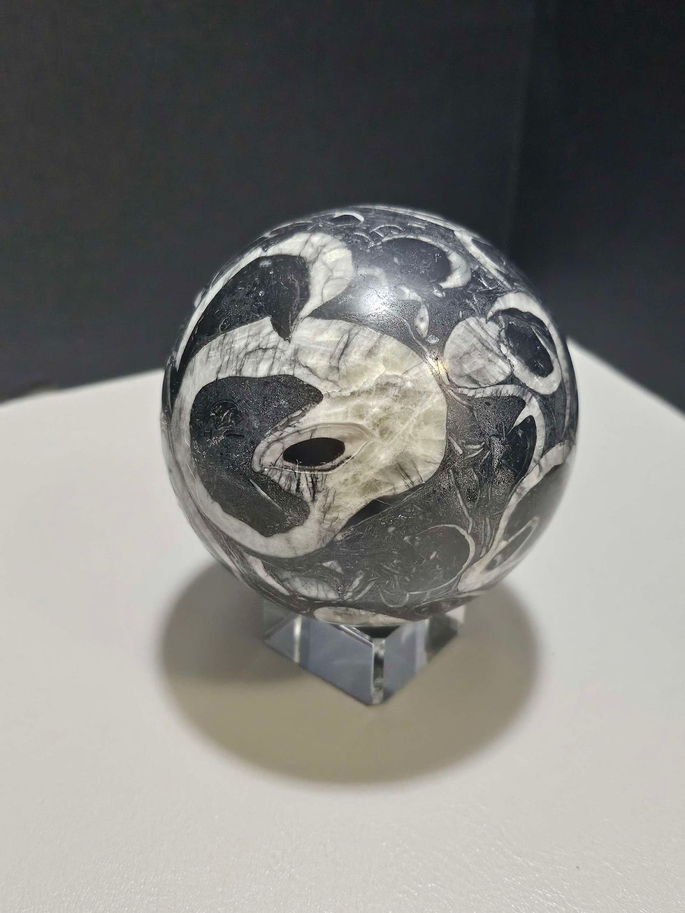 Thumbnail: Thousand Eye Jasper sphere with glass holder 