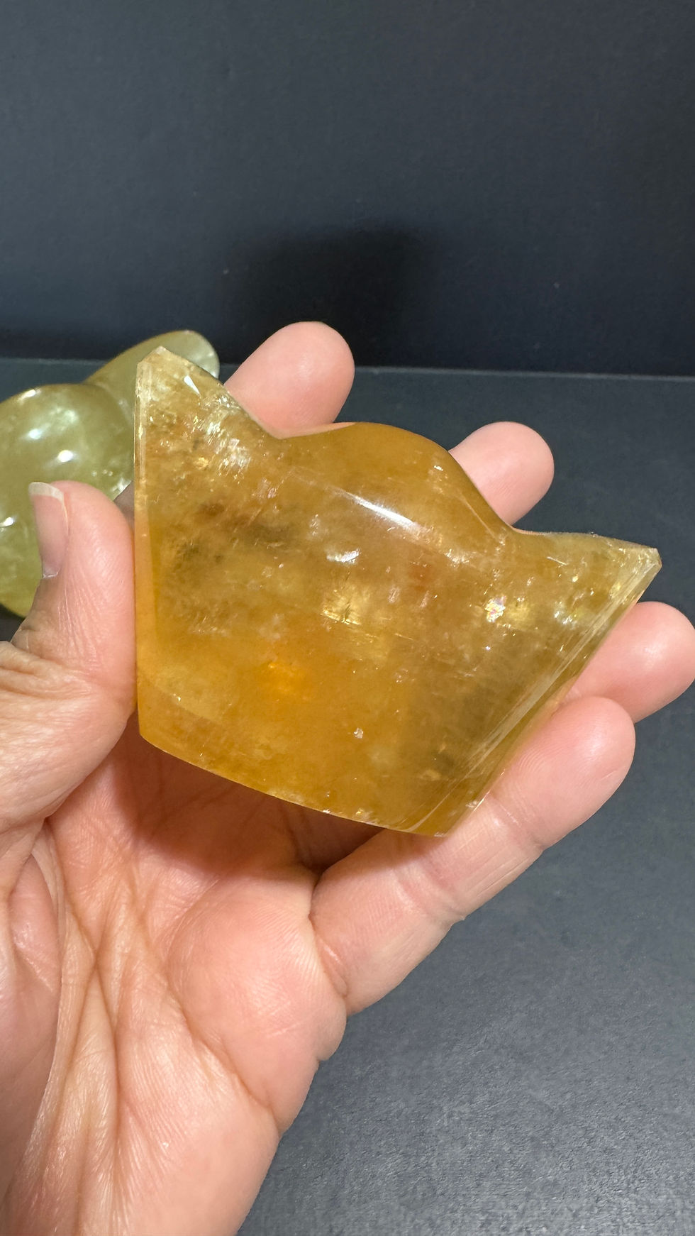 Thumbnail: Honey or Amber Calcite Ingot carvings details below 