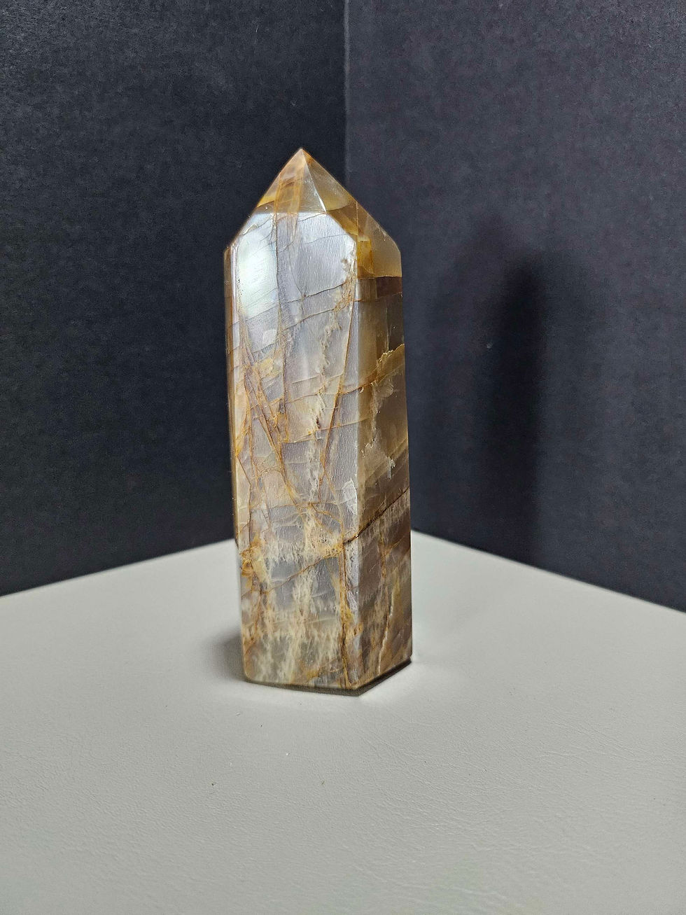 Thumbnail: Peach Moonstone Tower 261grams 4.5inches tall