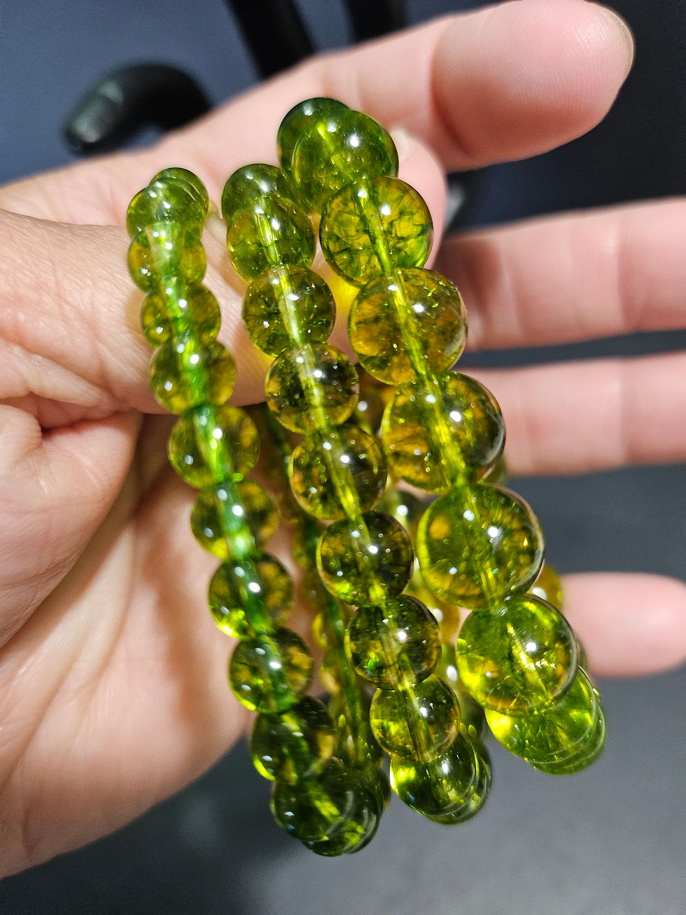 Thumbnail: Peridot 7MM bead bracelet 