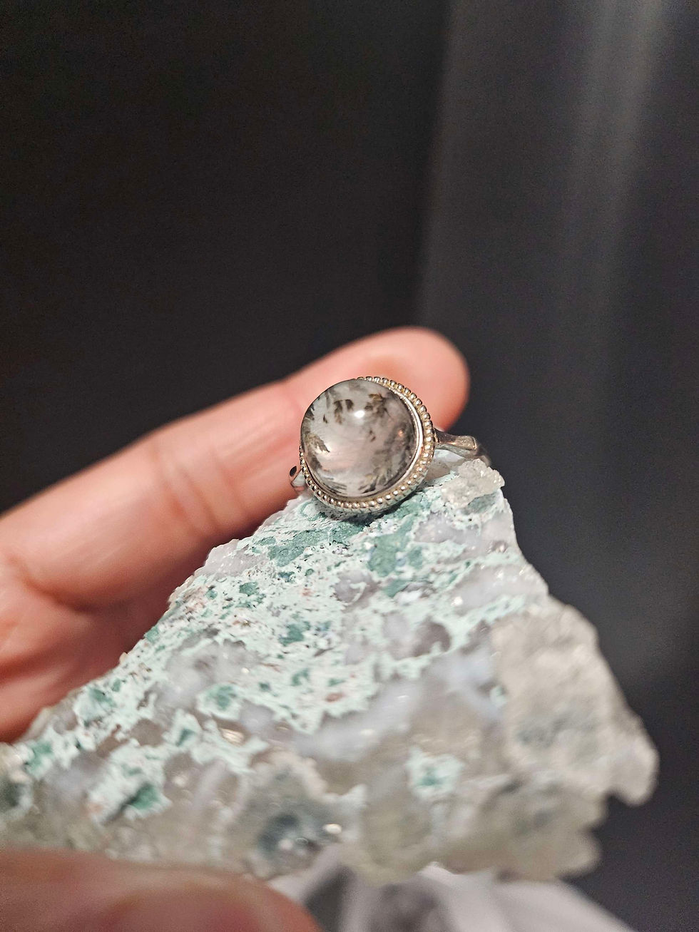 Thumbnail: Dendrite Opal 925 silver ring sold per piece