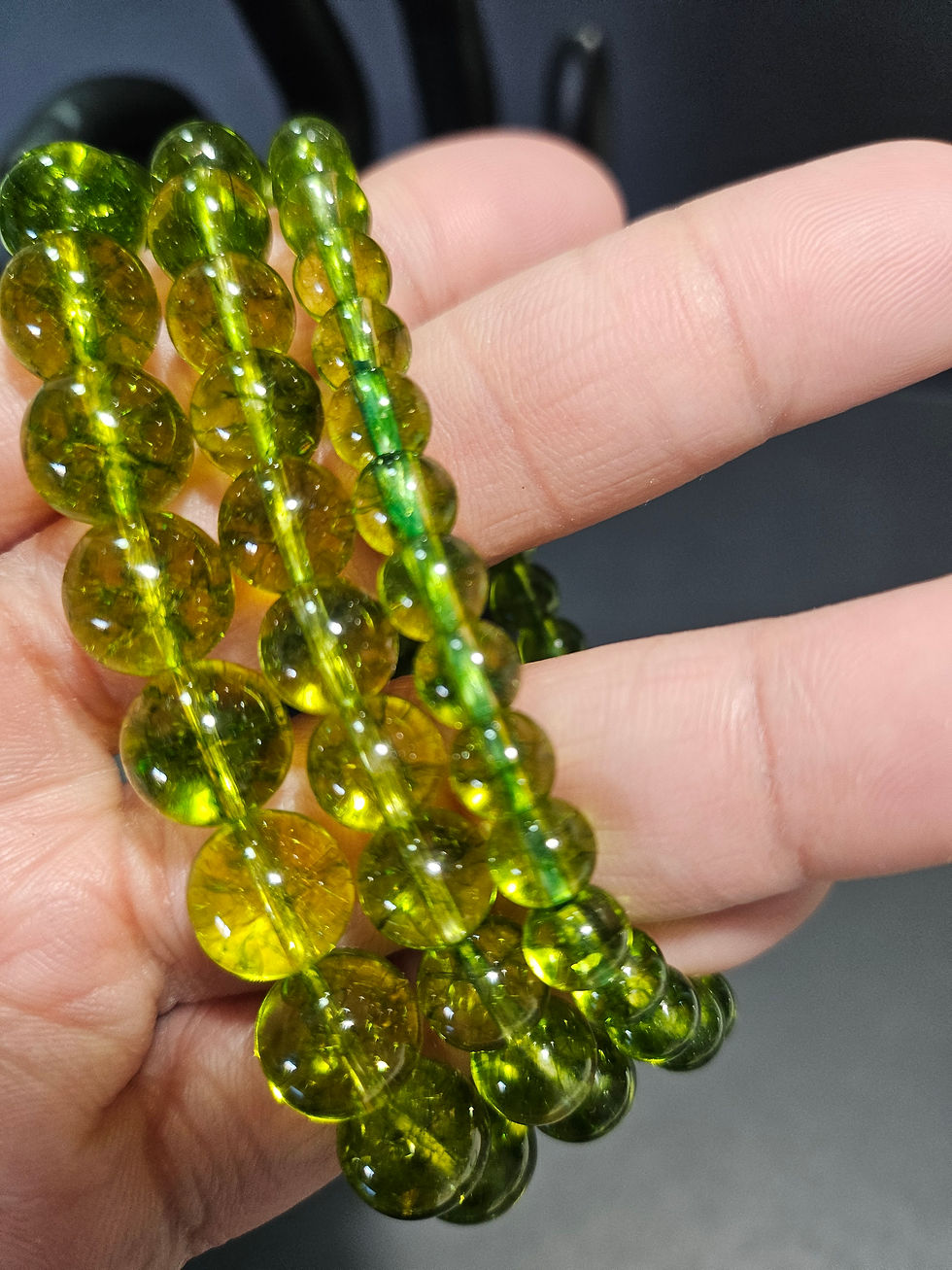 Thumbnail: Peridot 7MM bead bracelet 