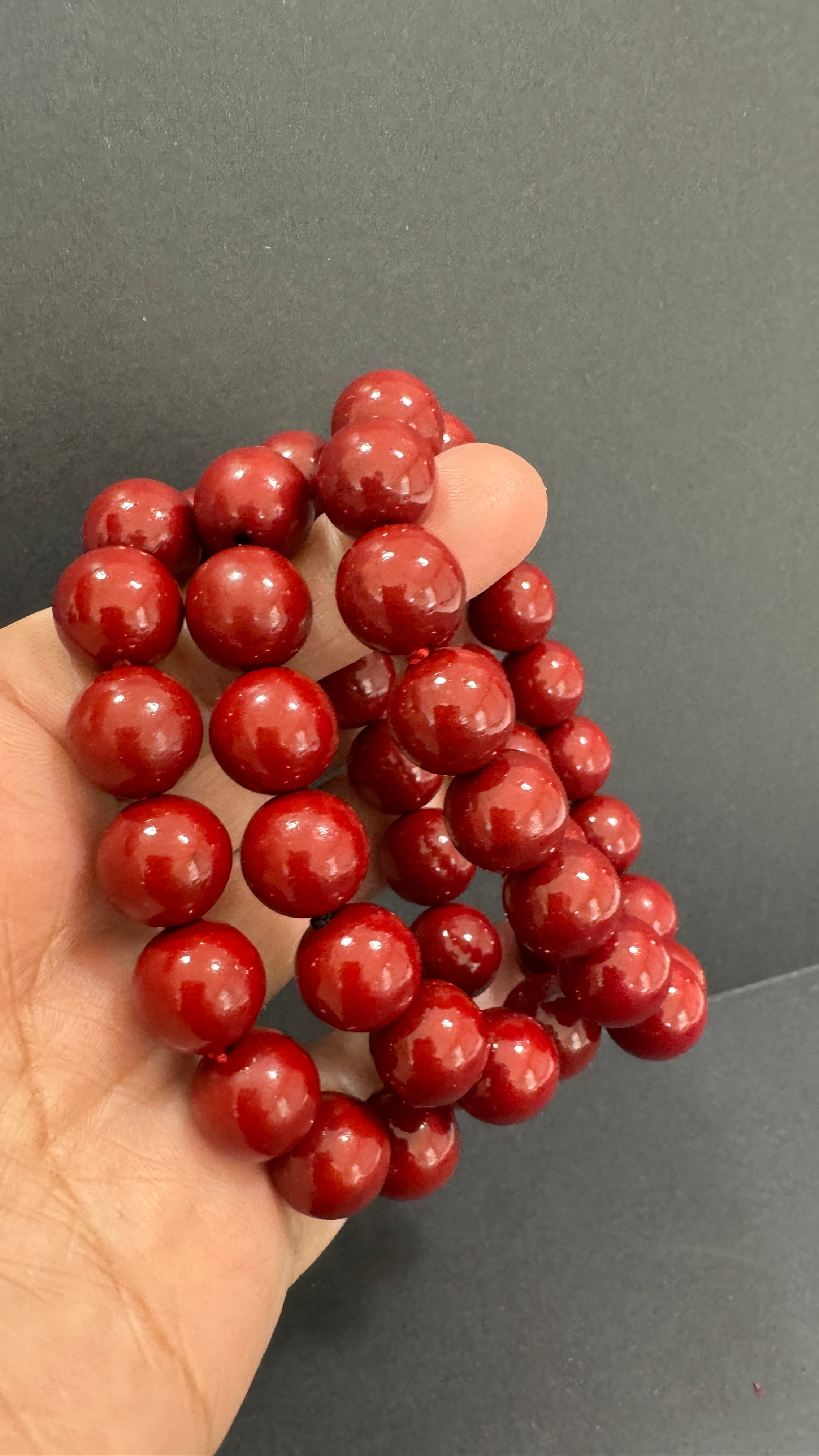 Cinnabar 12MM bead size bracelet small wrist size sold per piece 