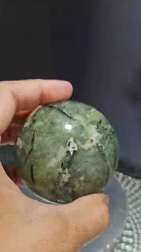 Thumbnail: Prehnite Sphere with glass holder 