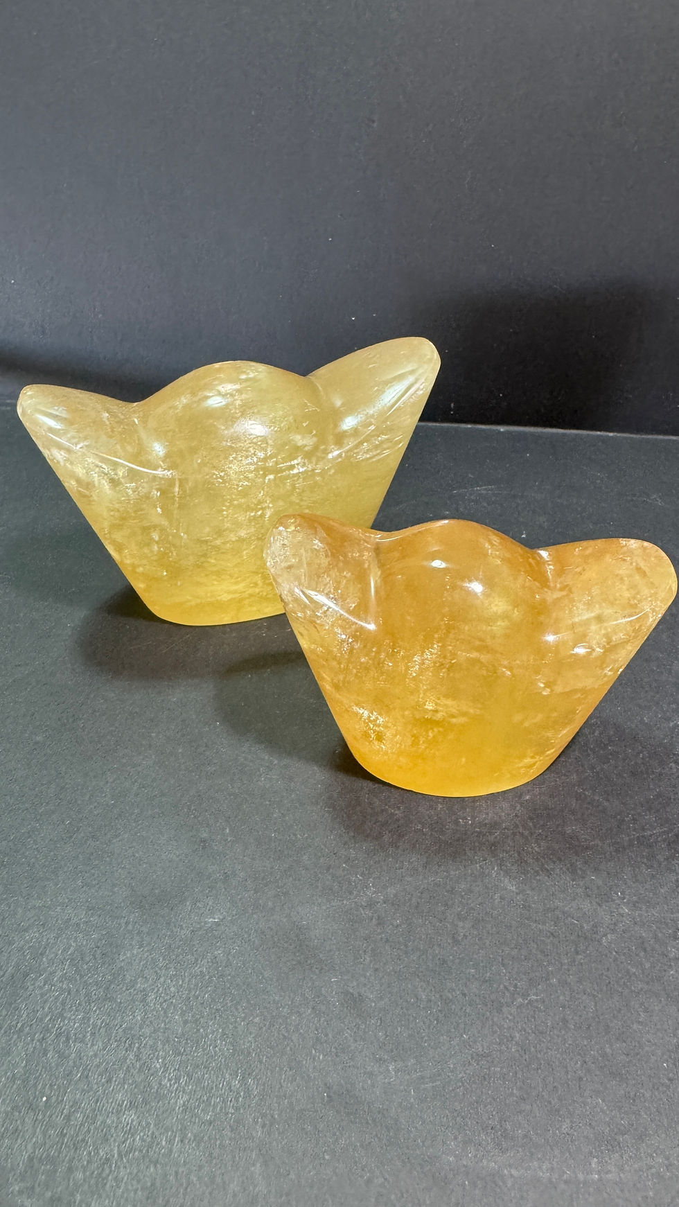 Thumbnail: Honey or Amber Calcite Ingot carvings details below 