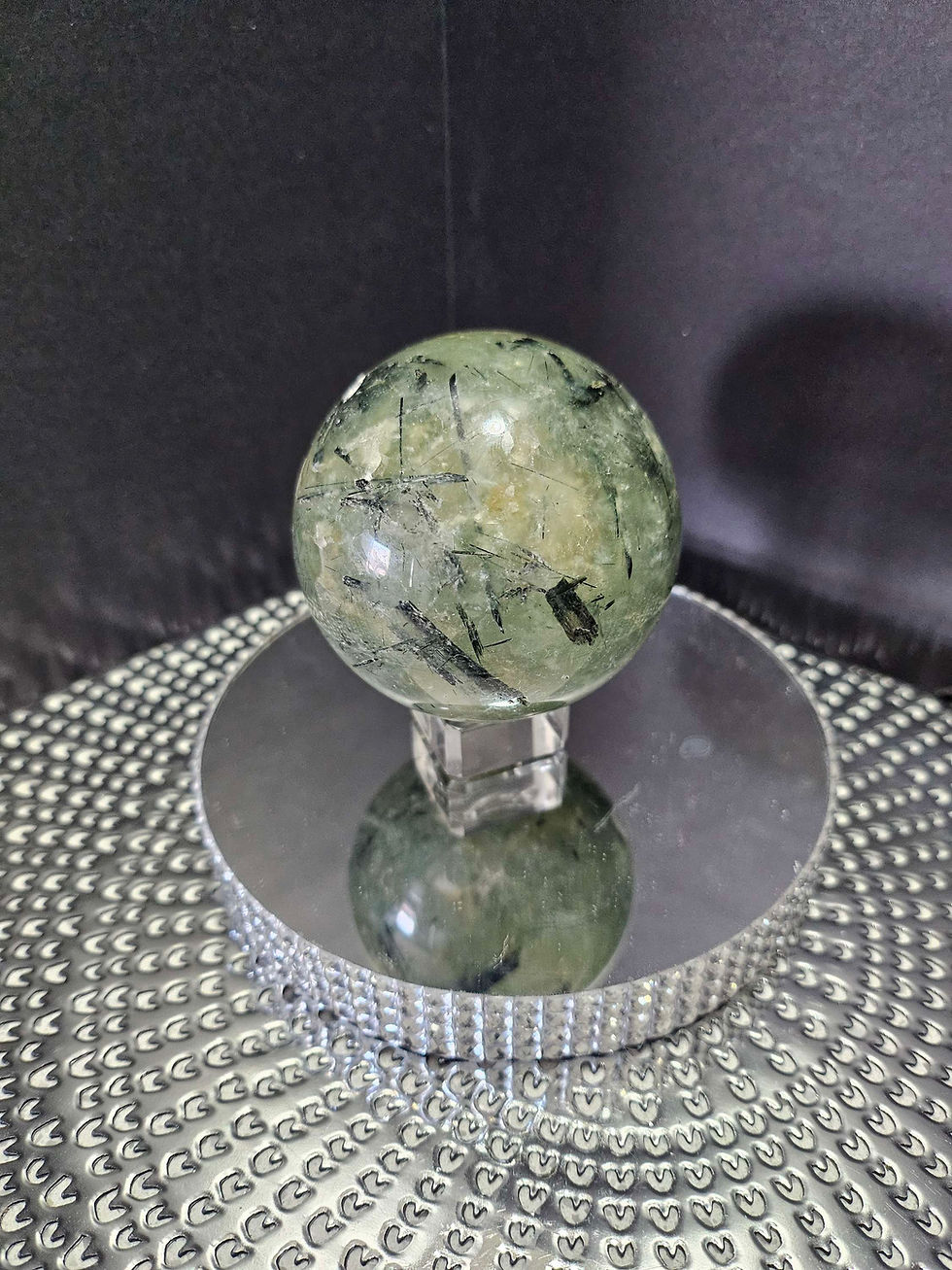 Thumbnail: Prehnite Sphere with glass holder 