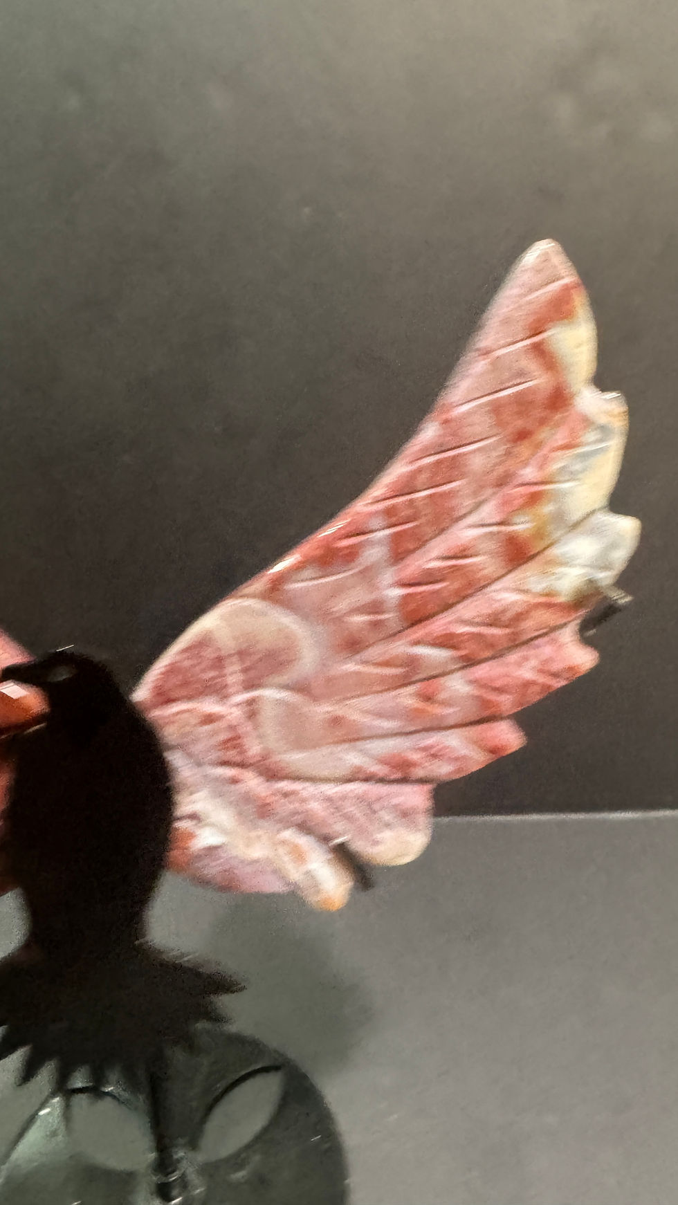 Thumbnail: Mexico Crazy Lace Eagle carving 6” wide 7” tall with metal stand 