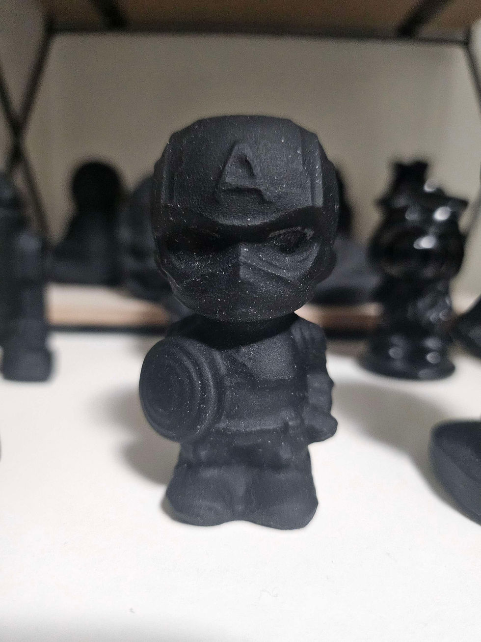 Black Obsidian unpolished Captain America carving 2.3" tall