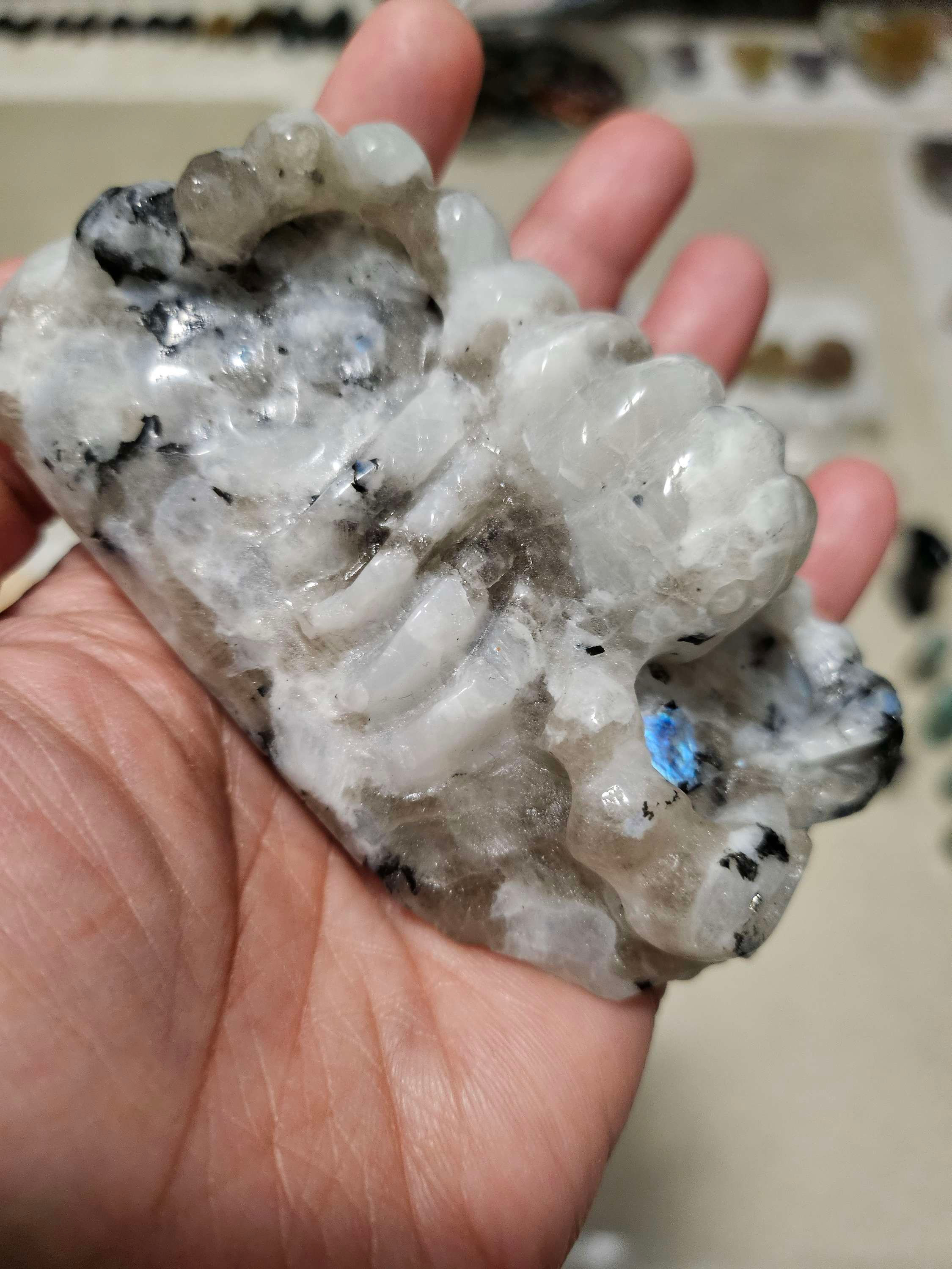 Rainbow Moonstone Scorpion carving