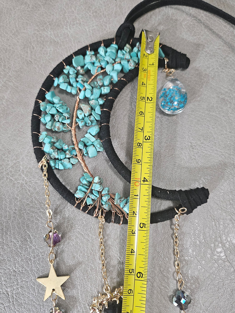 Thumbnail: Turquoise moon crescent sun catcher with 3 agate 