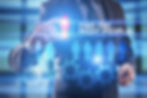 FInd the right people. Businessman select people icon on virtual screen. HR management con