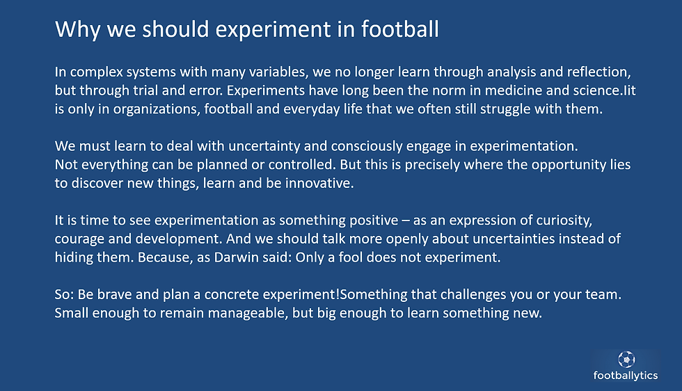 Innovation in football true Innovation