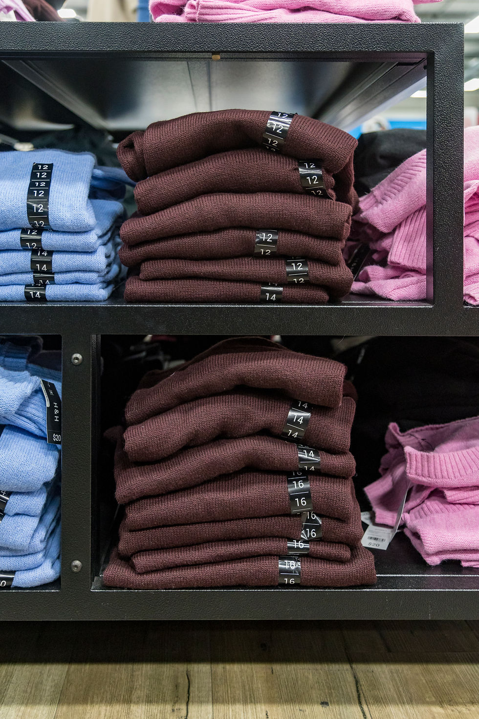 The Warehouse Sylvia Park clothing shelves