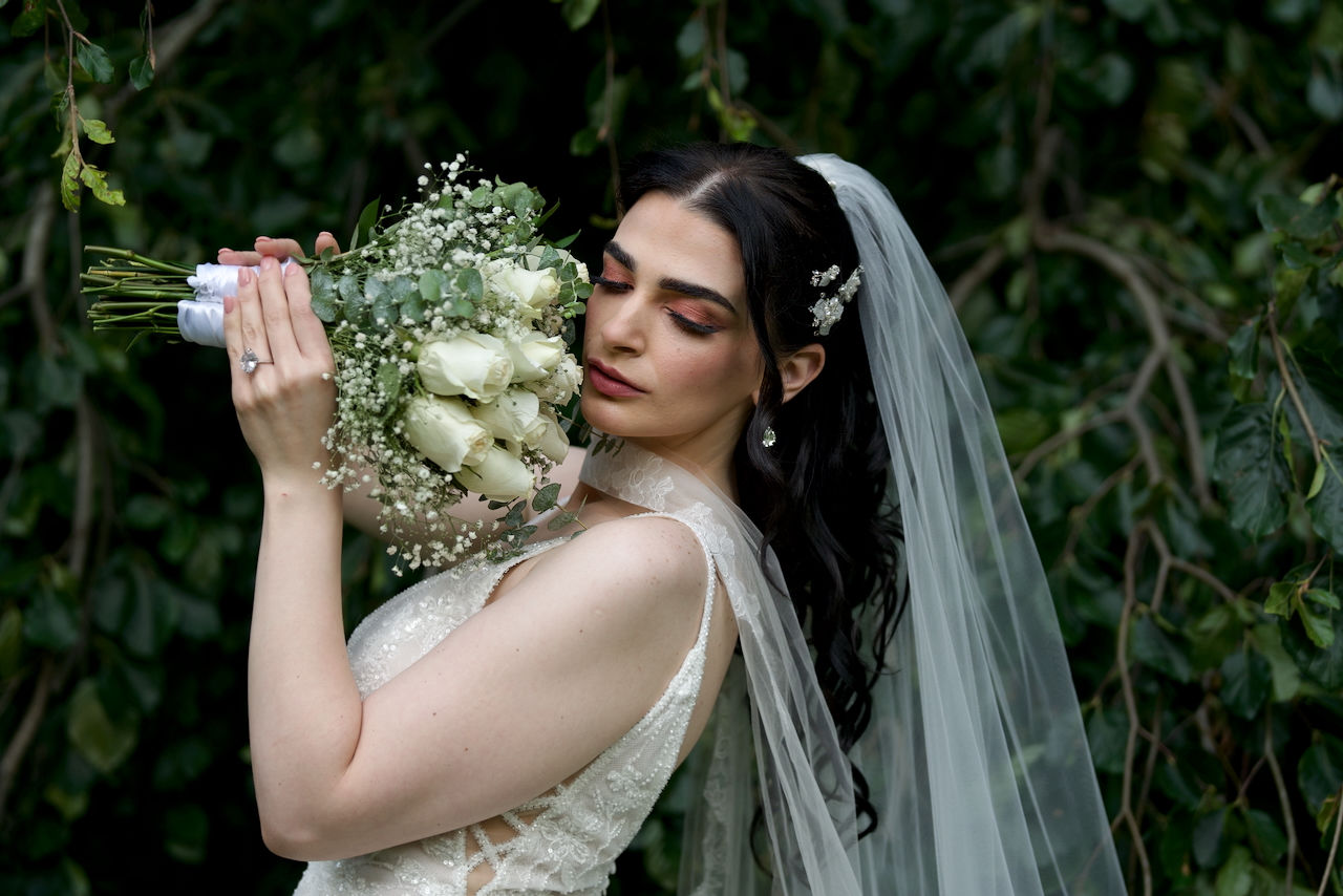 Model holding beautiful flower boutique at spring bank london ontario 