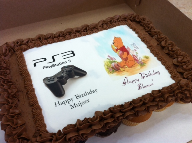 PS3 And Pooh Bear Cupcake Cake