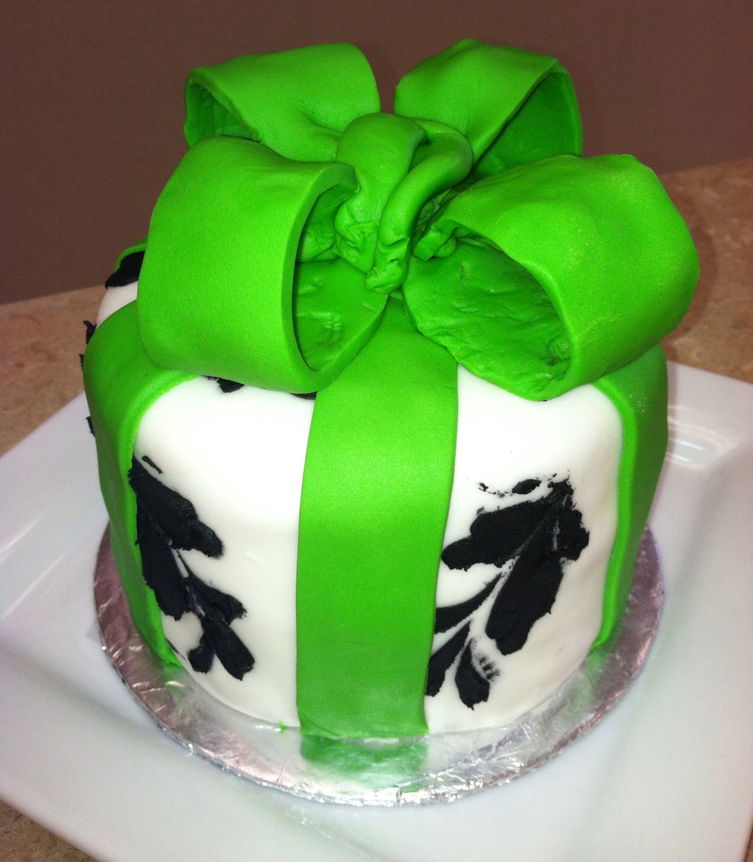 Green Black and White Cake