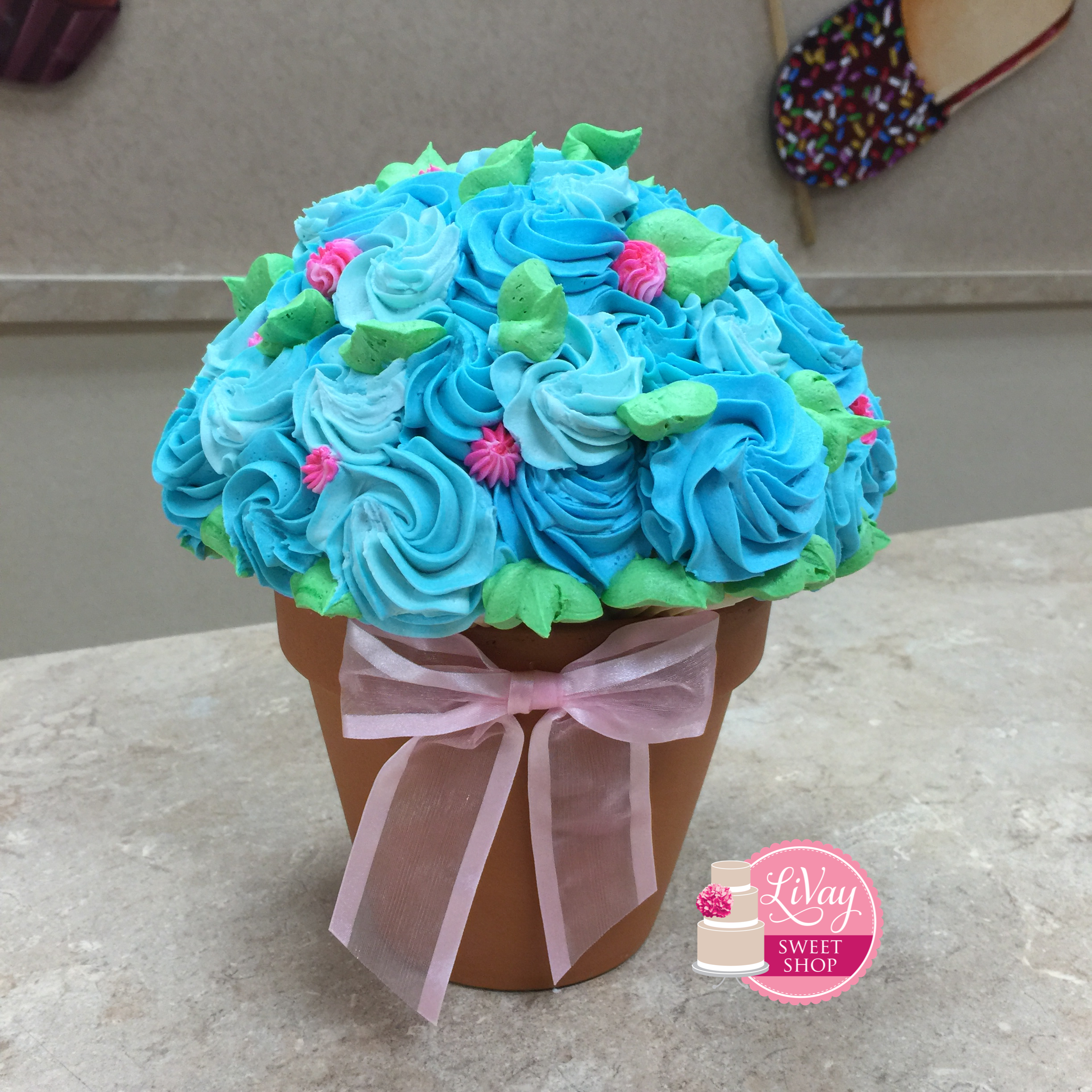 Blue Roses Cupcake Bouquet