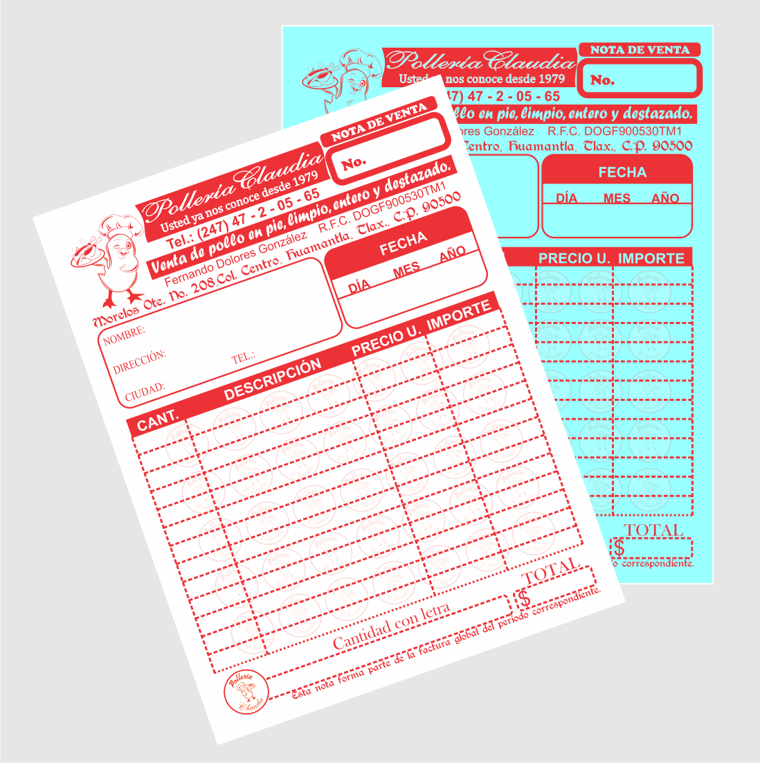 1000 NOTAS A UNA TINTA CON COPIA