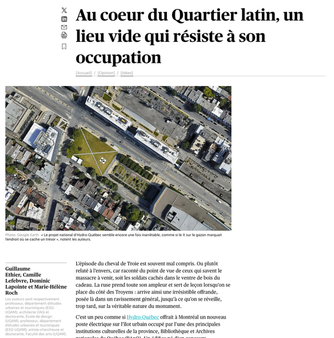 Lettre ouverte dans Le Devoir