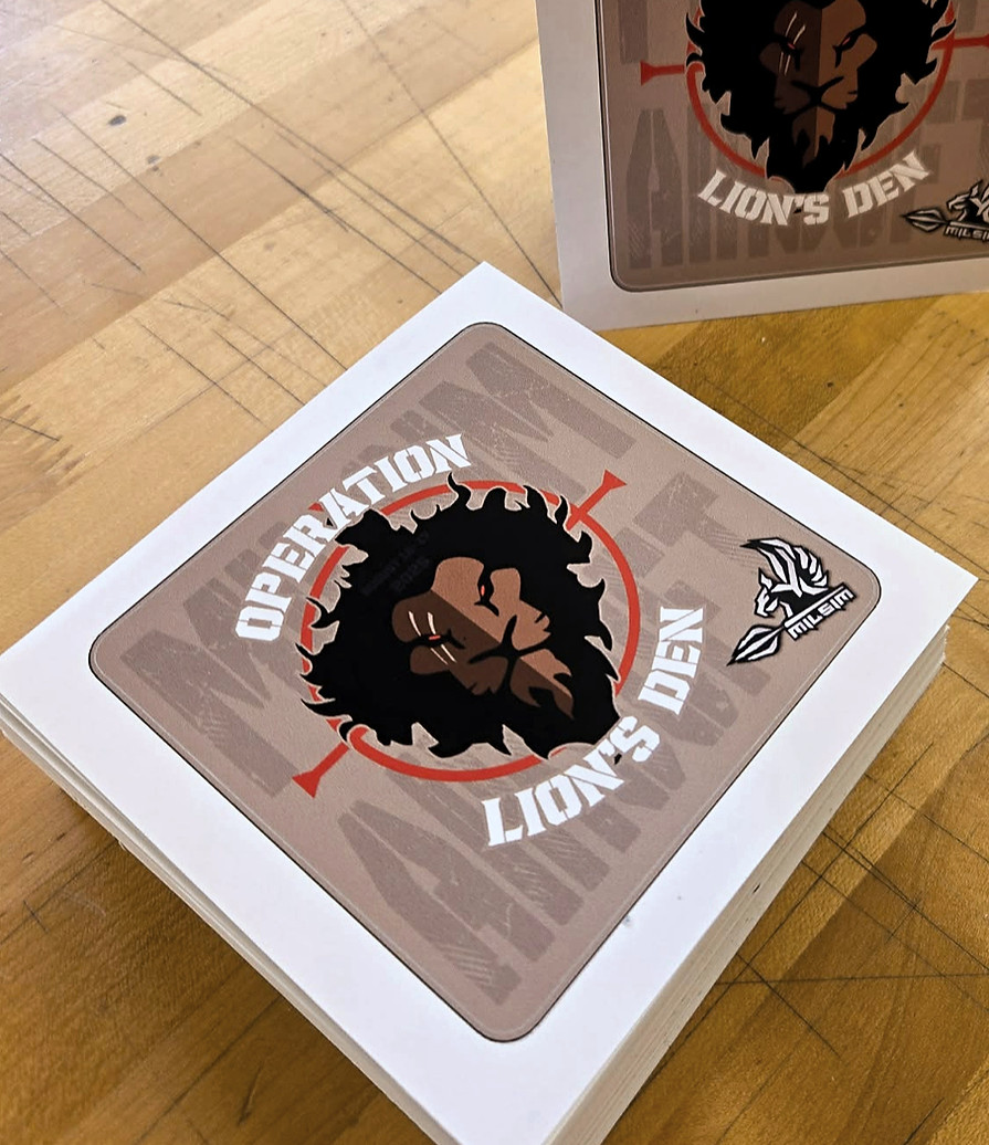 Lion's Den give away stickers