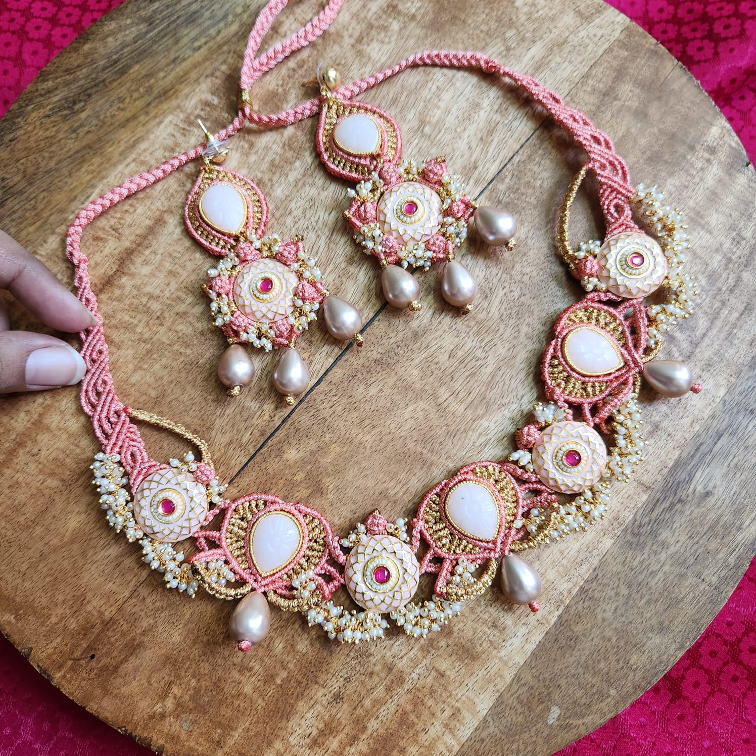 Mithra meenakari macrame necklace set