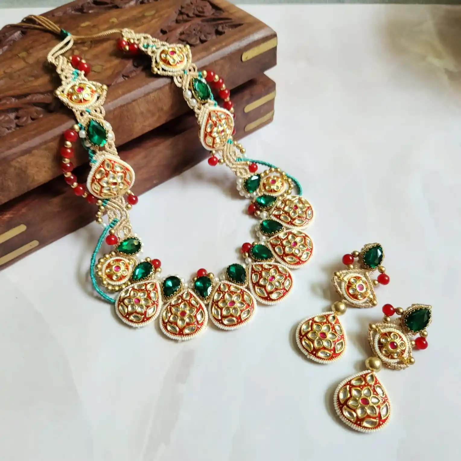 Suman meenakari macrame necklace set