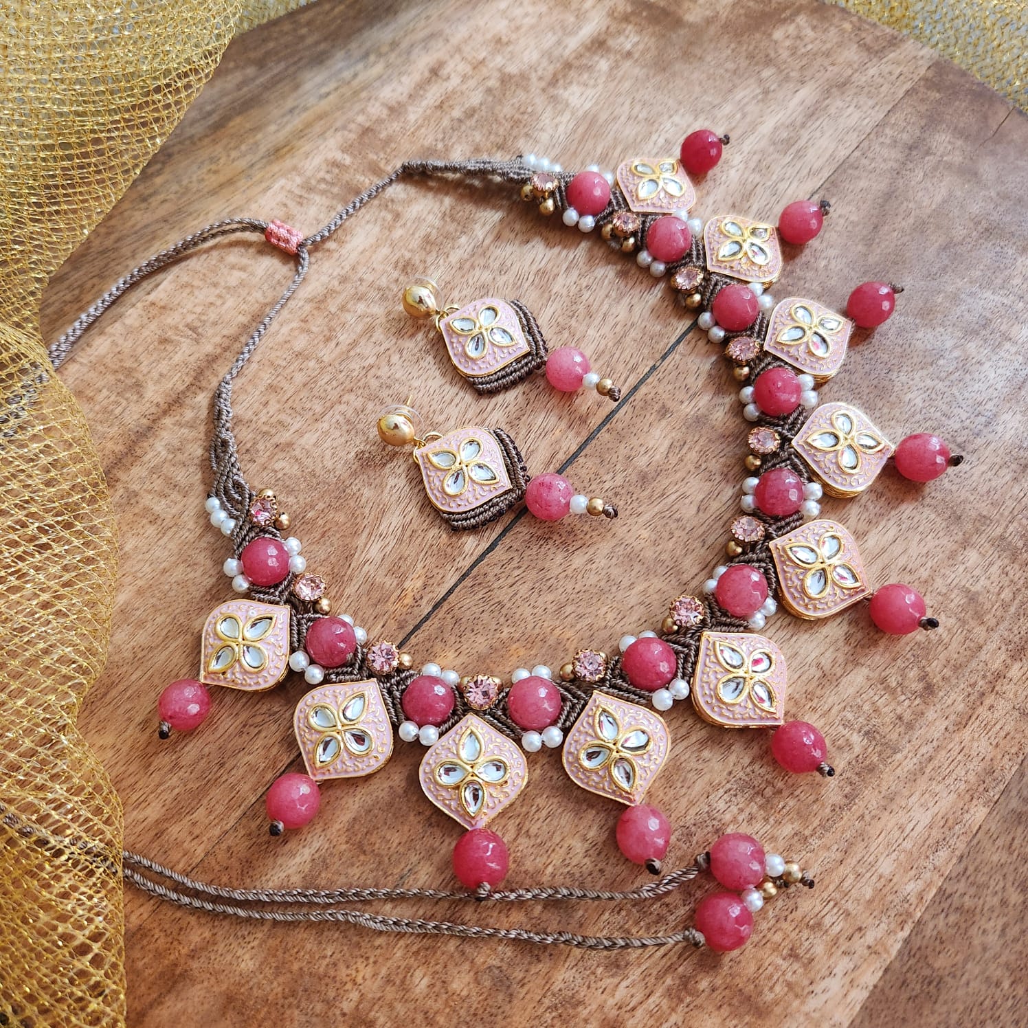 Mriha meenakari macrame necklace set