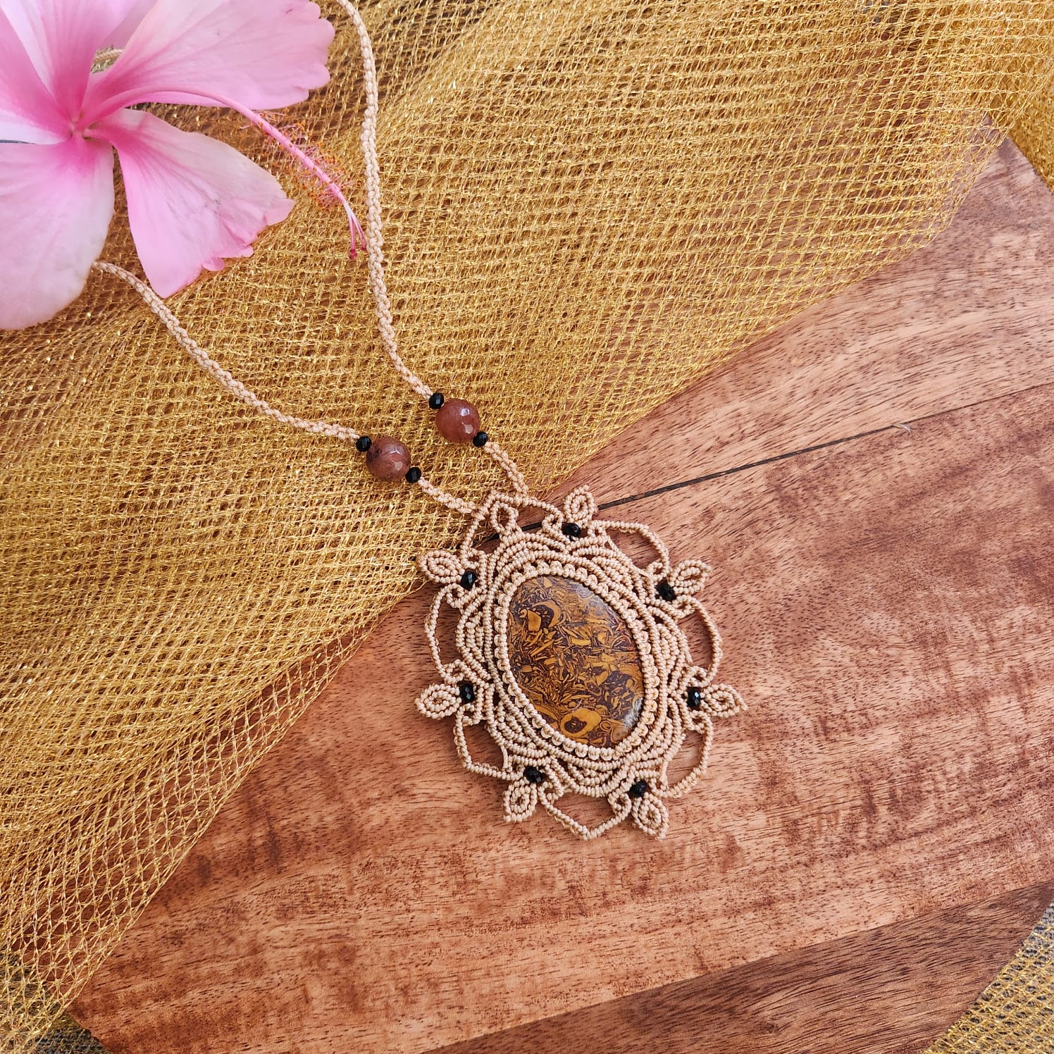 Aalaya macrame statment necklace