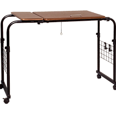 Rolling bedside tray table with adjustable height – convenient for reading, eating, or working from bed or chair