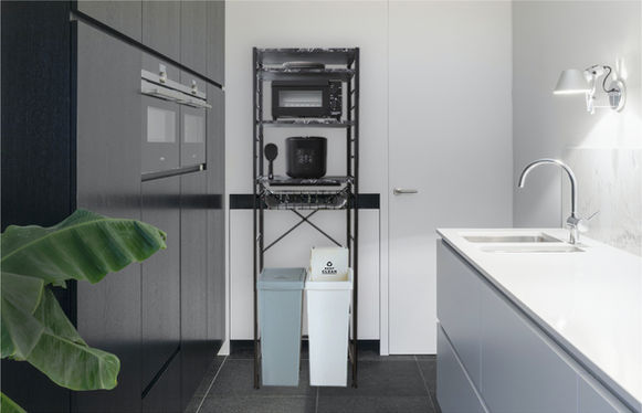 Space saving kitchen storage unit perfect for holding daily use appliances and utensils