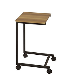 Modern C style end table with metal frame and wood surface ideal for small spaces and living rooms